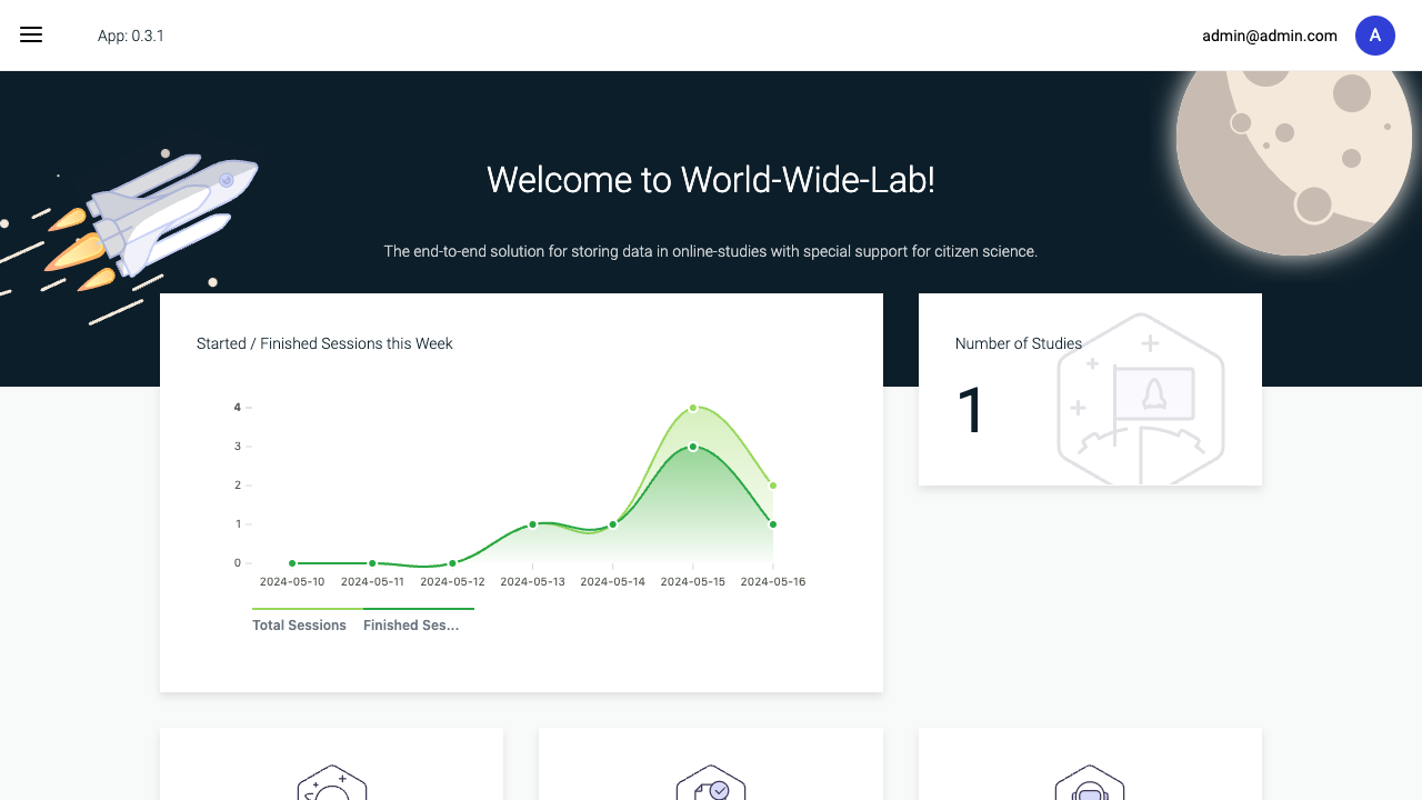 A screenshot of the dashboard pane in World-Wide-Lab